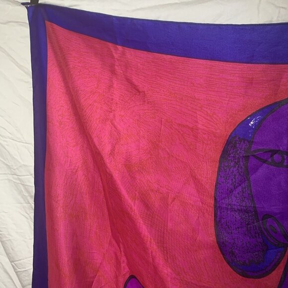 PICASSO Abstract Woman Silk Scarf 33.5” Square Vintage - Picture 2 of 7